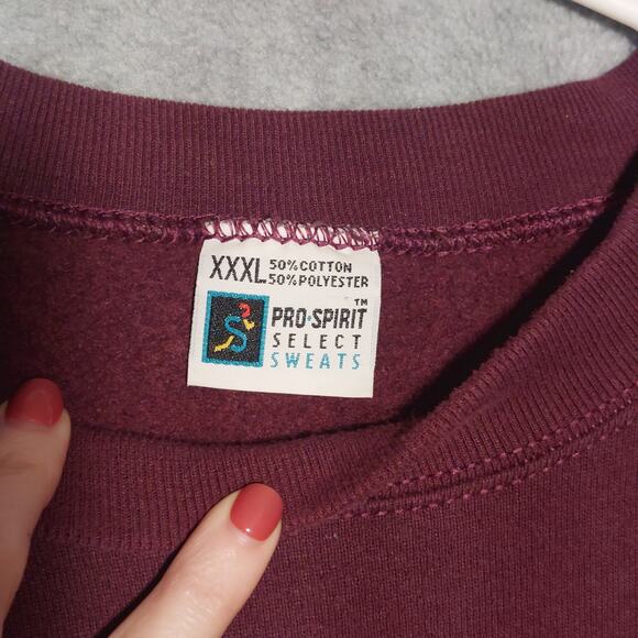 Pro-Spirit Authentic Vintage 90's Unisex Long Sleeve Sweatshirt Maroon Sz XXXL - Picture 2 of 5